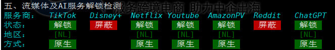 流媒体解锁测试