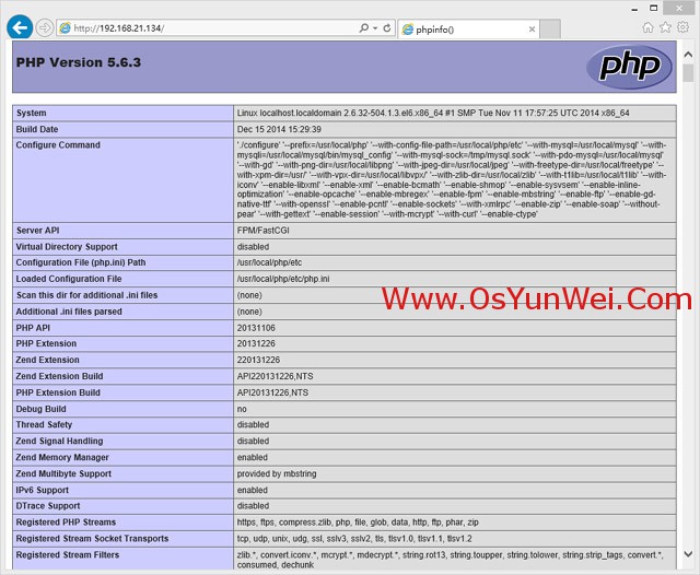 CentOS 6.6服务器编译安装lnmp(Nginx1.6.2+MySQL5.6.21+PHP5.6.3)