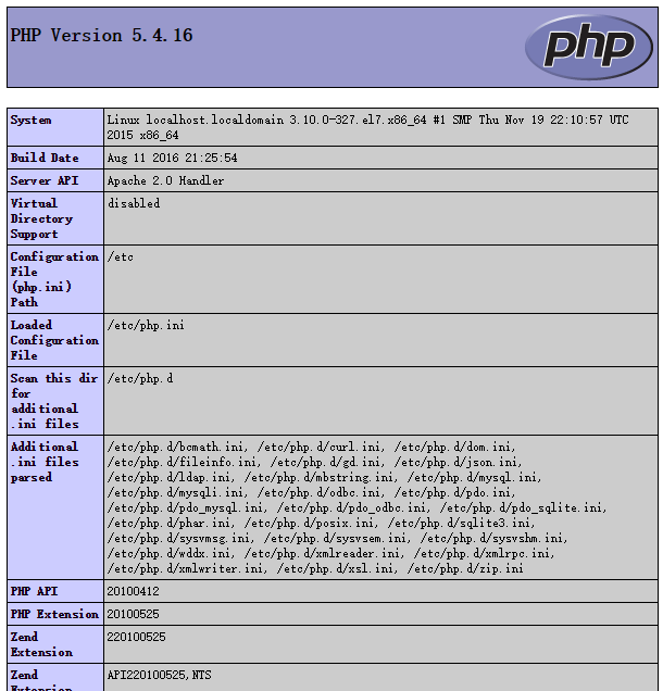 Centos7.2 系统上yum安装lamp环境