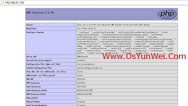 CentOS 7.2.1511 编译安装Nginx1.10.1+MySQL5.6.33+PHP5.6.26运行环境