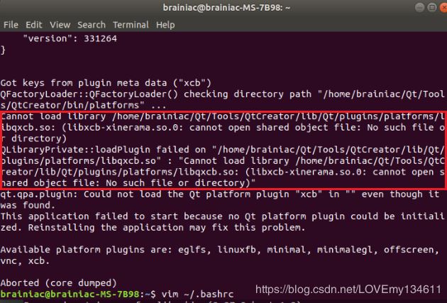 Ubuntu18.04下解决Qt出现qt.qpa.plugin:Could not load the Qt platform plugin “xcb“问题