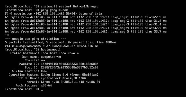 如何在 CentOS、RHEL、Rocky Linux 最小化安装中设置互联网