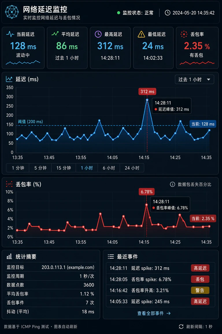 网络延迟与丢包监控图表