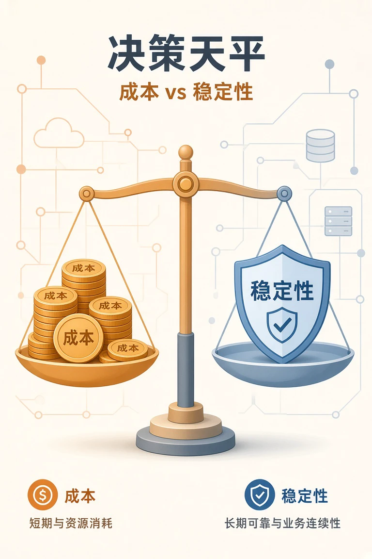 VPS备用节点成本与稳定性权衡示意图